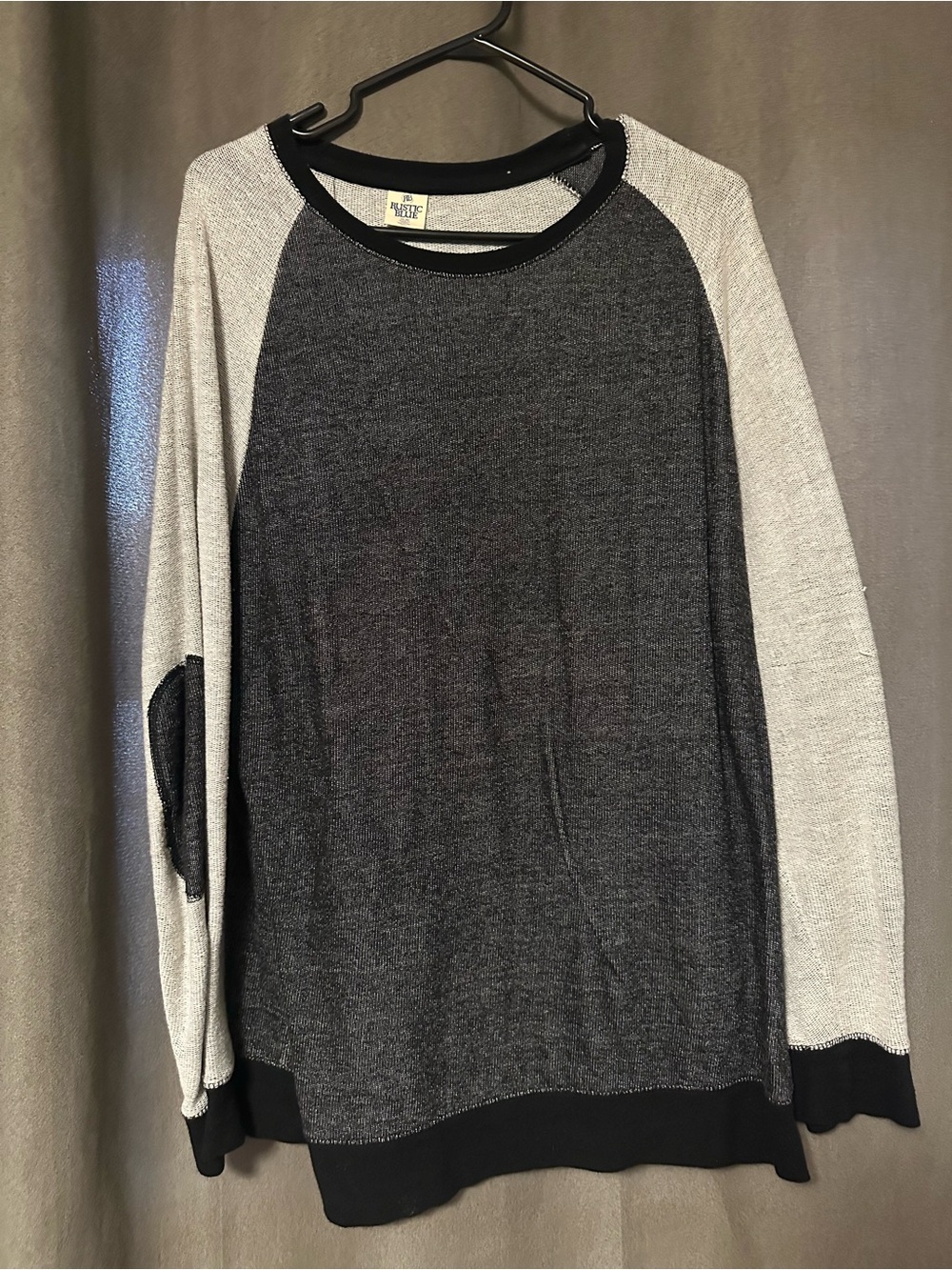 Men's Two-Tone Crewneck Sweater - Charcoal Body with Light Gray Sleeves